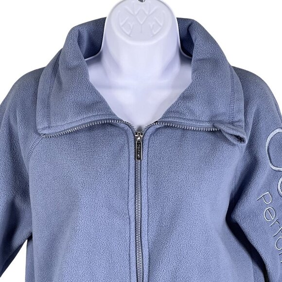 Calvin Klein Performance Women S Polar Fleece Jacket Baby Blue Full Zip SpellOut - Picture 5 of 15